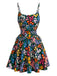 Ensemble tankini floral multicolore à col en U années 1940