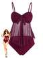 Ensemble tankini taille haute maille nœud années 50