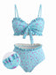 Ensemble Bikini Turquoise à Volants Floral années 50