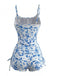 Tankini Rose À Motif Toile De Jouy Années 1950