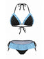 Ensemble bikini dos nu à pois contrastants et finitions volants années 80
