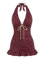 Maillot de bain bordeaux dos nu à pois années 40