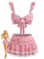 Bikini à Volants Fleurs avec Dentelle Années 1940