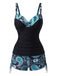 Ensemble tankini bohème col V bretelles années 70