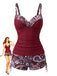 Ensemble tankini bohème col V bretelles années 70