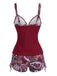 Ensemble tankini bohème col V bretelles années 70