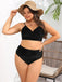 [Grande Taille] Bikini Taille Haute Col V Velours Léopard Années 50