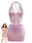 Bikini Sequin Métallisé et Cache-Maillot Rose Années 60
