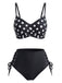Ensemble Bikini à Pois Lacé Taille Haute Noir Années 1950