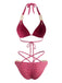 Ensemble Bikini Halter Taille Haute Bleu Années 1980 11