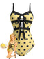 Maillot de Bain Une Pièce à Pois Jaune Années 80