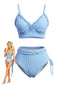 Ensemble bikini dos nu taille haute volants années 1980