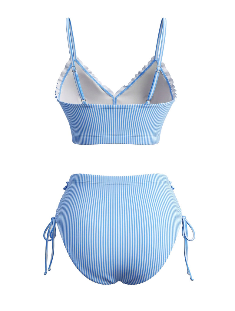 Maillot de Bain Volant Halter Taille Haute Années 1980 3