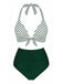 Bikini Rayé Col Licou Froncé Vert Années 1950