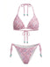 Ensemble Bikini Halter Lacé à Sequins et Perles Années 80