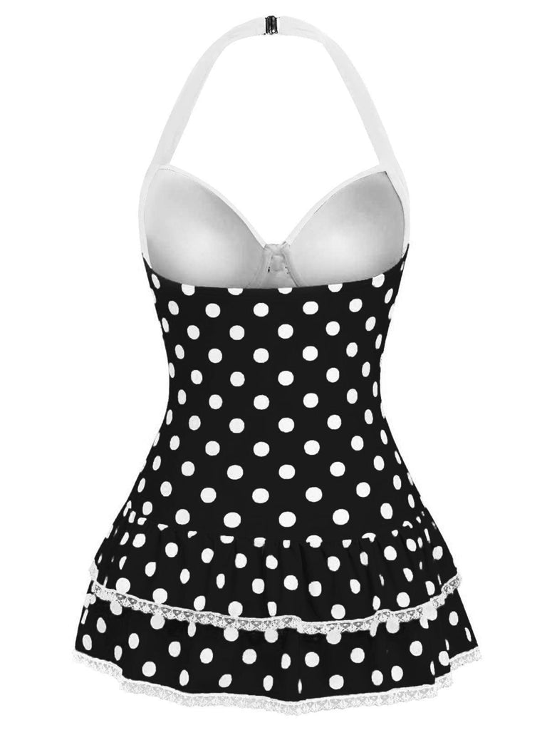 Maillot de bain une pièce rouge à pois des années 1940