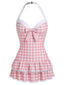Maillot de bain une pièce Rose clair à pois et nœud des années 1940