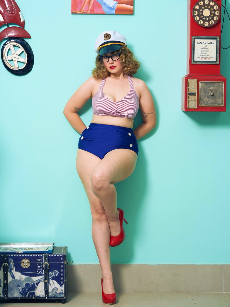 Ensemble de maillot de bain dos nu rayé des années 1940