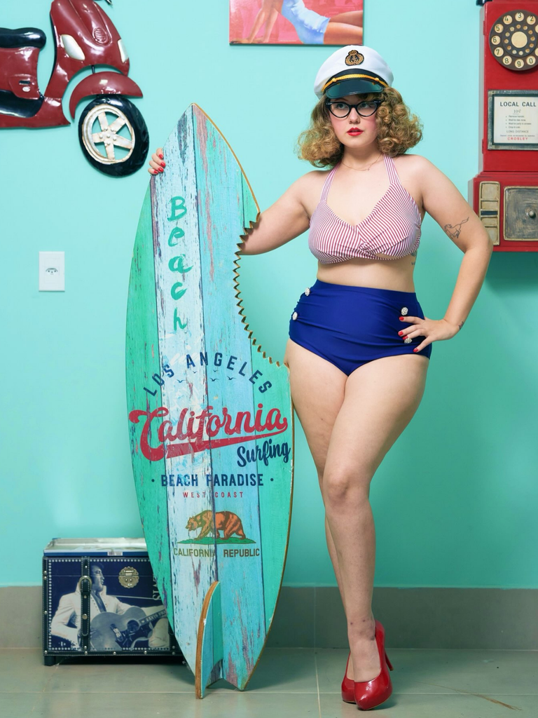 Ensemble de maillot de bain dos nu rayé des années 1940