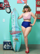 Ensemble de maillot de bain dos nu rayé des années 1940
