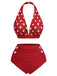 Maillot de bain séparé rouge à pois des années 1950