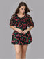 [Grande Taille] Maillot de bain noir jupe motif cerises années 30