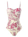 Maillot de bain une pièce à bretelles fines florales à l'encre des années 1950