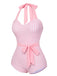 Maillot de bain une pièce rose à carreaux des années 1940