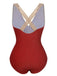 Maillot de bain une pièce rouge à rayures des années 1950