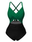 Maillot de bain patchwork taille creuse vert et noir des années 1940