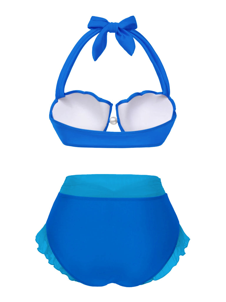 Ensemble bikini licou coquille sirène lavande des années 1970