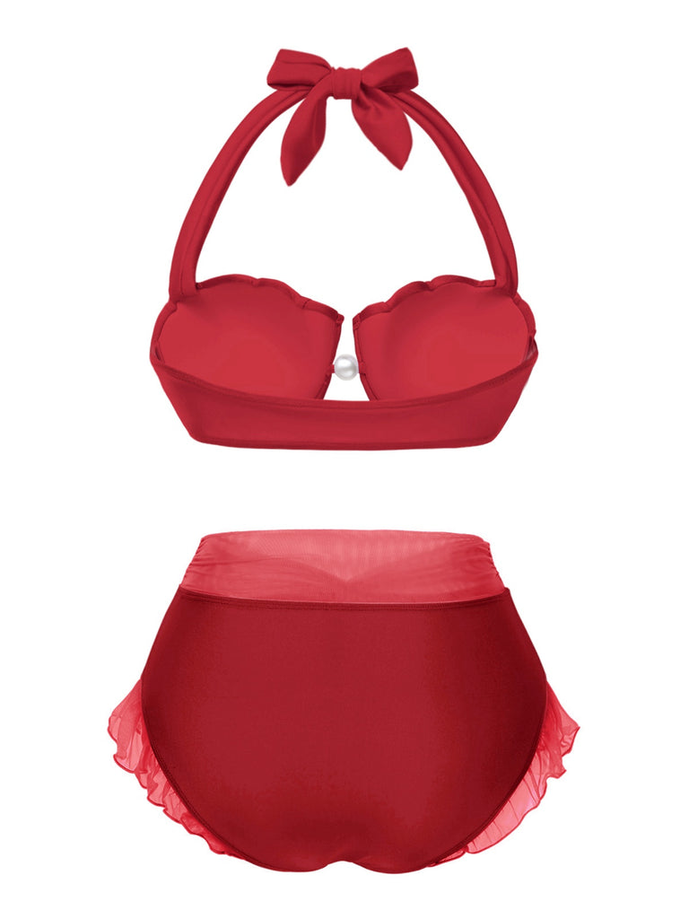 Ensemble bikini licou coquille sirène lavande des années 1970