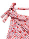 Maillot de bain dos nu croisé à carreaux pommes rouges des années 1950