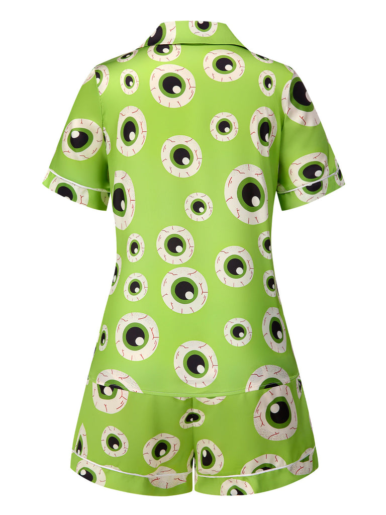 Ensemble pyjama vert à revers pour Halloween des années 1970