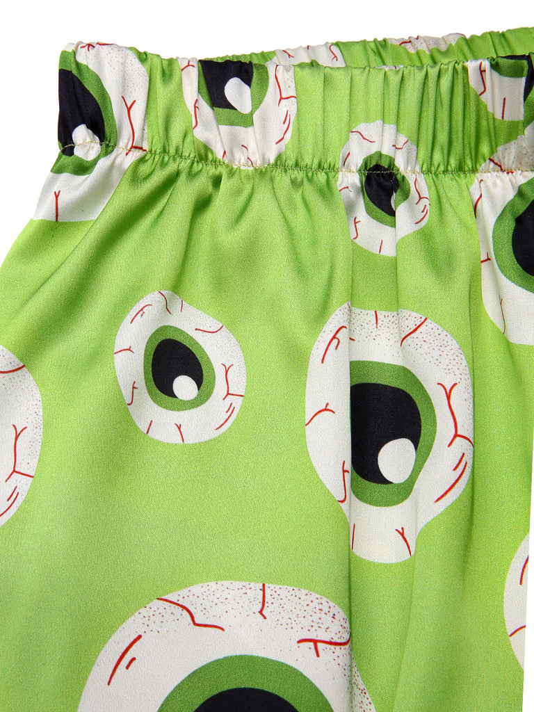 Ensemble pyjama vert à revers pour Halloween des années 1970