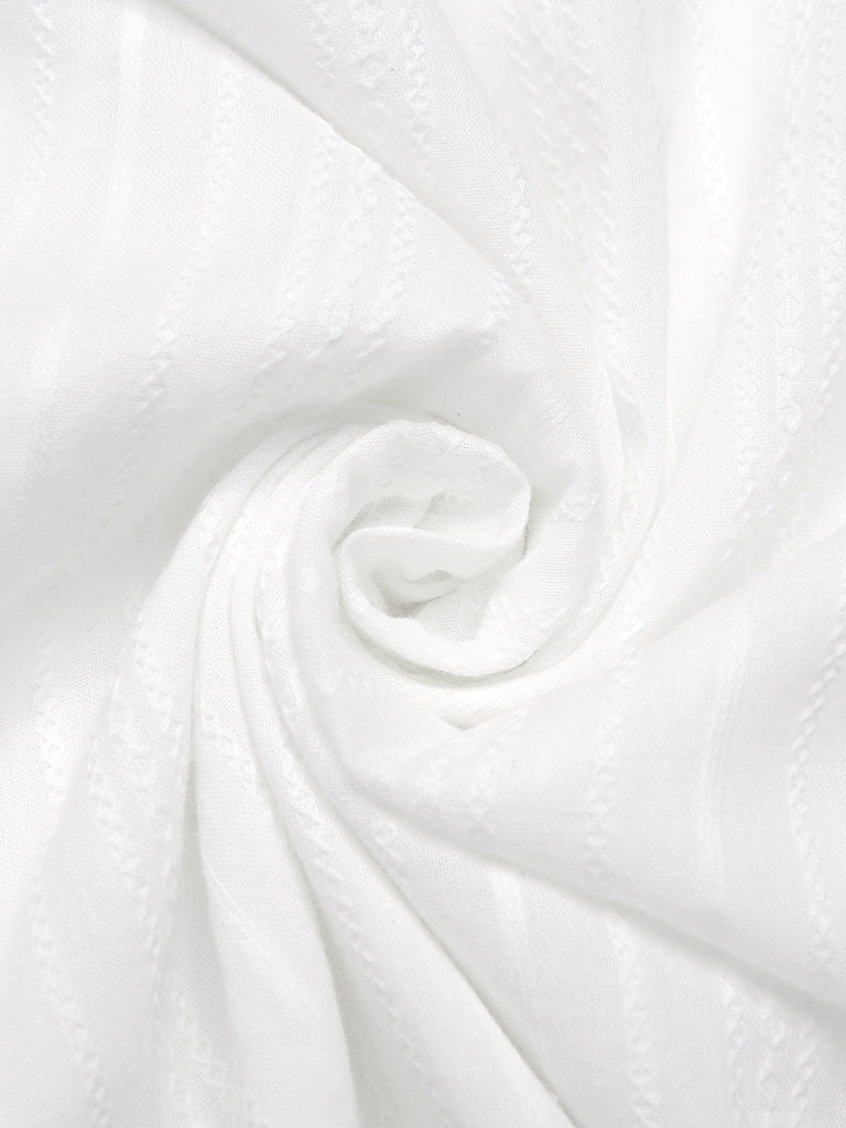 [Prévente] Chemise de nuit blanche rayures en coton et dentelle années 1940