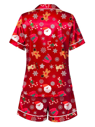 [Prévente] Ensemble pyjama rouge à imprimé Noël années 1950