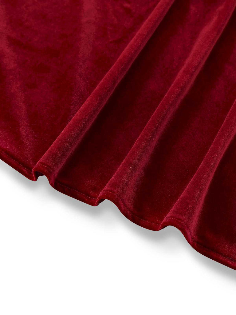 [Prévente] Nuisette rouge en velours et dentelle à fines bretelles années 1940