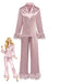 Ensemble pyjama en satin uni à bordure de plumes des années 1930