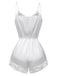 [Prévente] Pyjama Romper Camisole Blanc Bordure De Dentelle Années 1960