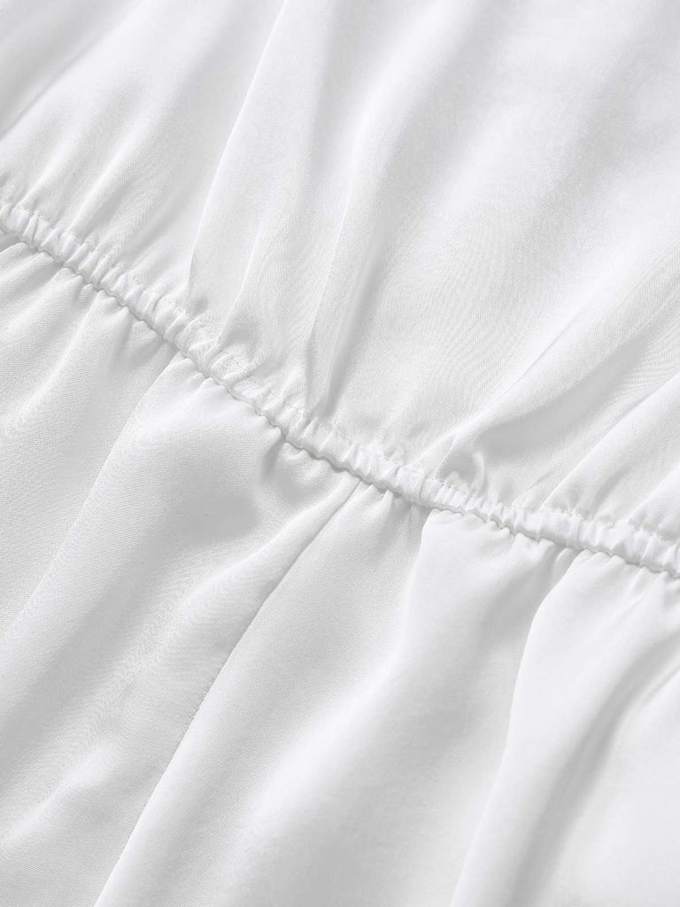 [Prévente] Pyjama Romper Camisole Blanc Bordure De Dentelle Années 1960