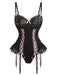 Ensemble de lingerie corset en dentelle noire avec bas résille années 1960