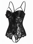 [Prévente] Lingerie noire en dentelle et satin avec nœud années 1970