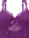 3PCS Ensemble lingerie dentelle violette bas années 1980