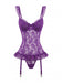 3PCS Ensemble lingerie dentelle violette bas années 1980