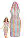 Multicolore Arc-en-Ciel Filet Halter Chemise de Nuit Années 1960