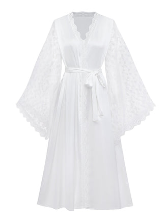 White 1950s Lace Sleepwear Classic Two Piece Set