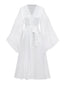 Peignoir nuit blanc satin et dentelle façon patchwork années 1950