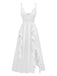 Nuisette à Bretelles Spaghetti Volants Satin Dentelle Années 50