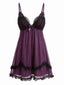 Chemise De Nuit À Bretelles Tulle Dentelle Violette Années 1930